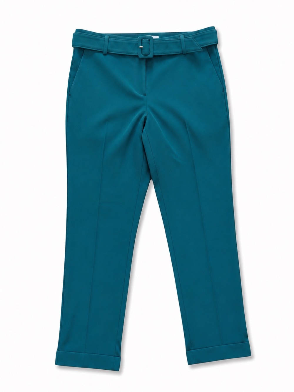 LOFT Devin Belted Slim Bi-Stretch Ankle Pants Teal Size 8 NWT - Picture 2 of 9